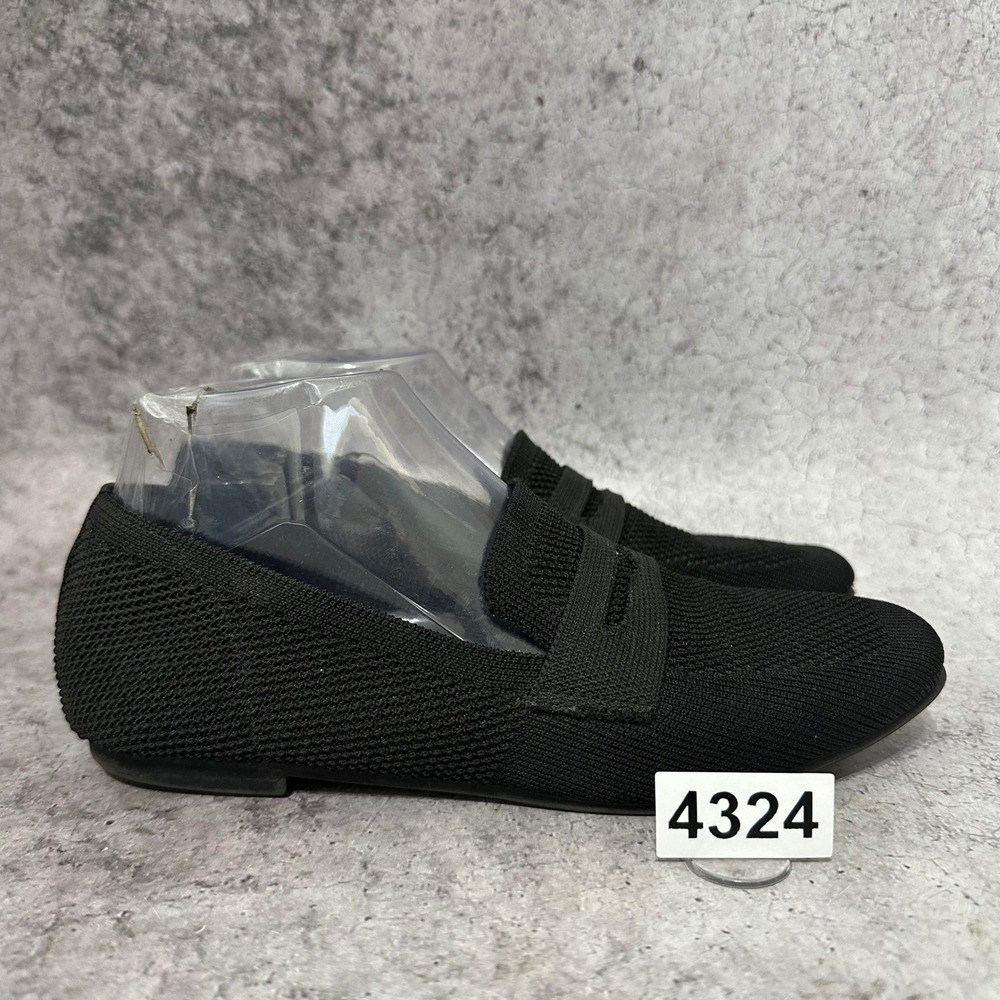 La Strada Knit Loafers Womens 38 US 7.5-8 Black Penny Loafer Slip On Flat Woven